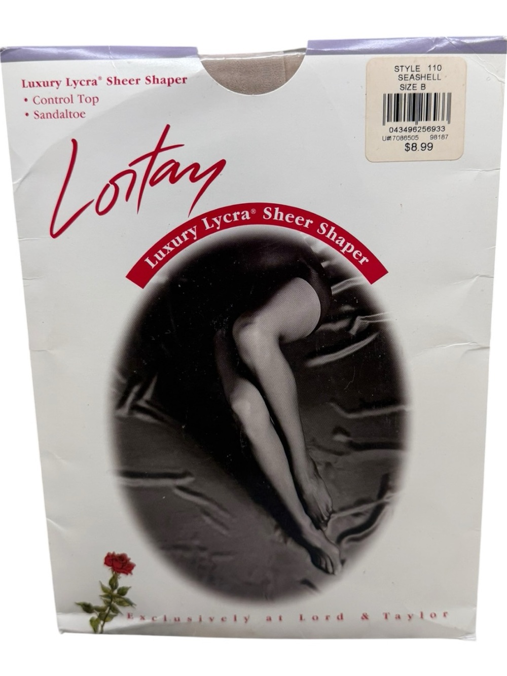 Vintage Lortay Lord & Taylor Luxury Lycra Sheer Shaper Pantyhose Seashell size B